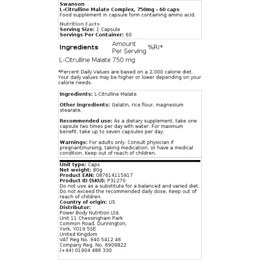 Swanson - L-Citrulline Malate Complex