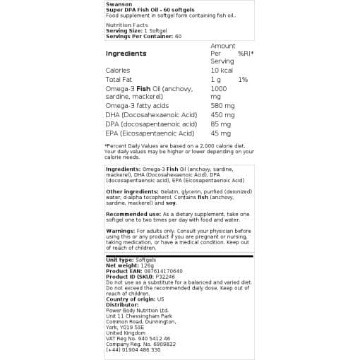 Swanson - Super DPA Fish Oil - 60 softgels