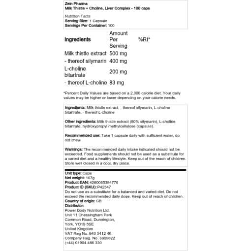 Zein Pharma - Milk Thistle + Choline