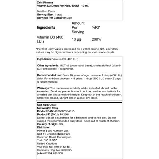 Zein Pharma - Σταγόνες βιταμίνης D3 για παιδιά