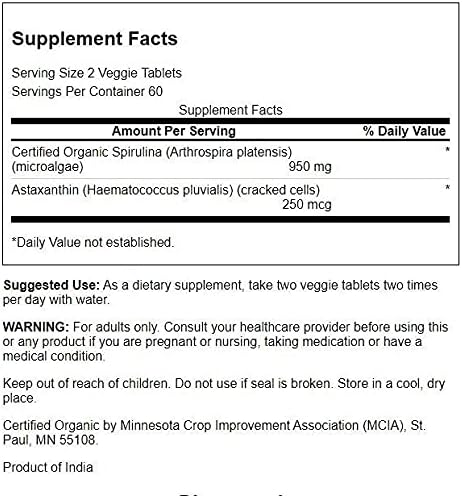 Spirulina és astaxanthin, bio - 120 darab vega tabletta - Image 3