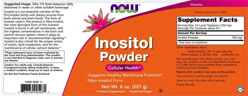 NOW Foods - Inozitol Por Vegetáriánus (226 g) - Image 3