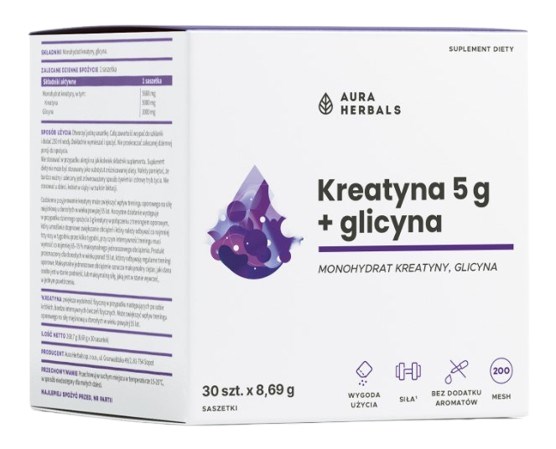 AURA HERBALS Creatine Monohydrate 5 g + Glicyne sachets (30 pcs)