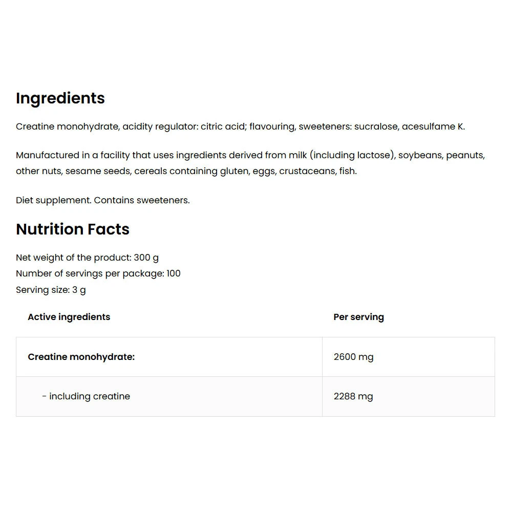 OstroVit - Kreatin-monohidrát, zöldalma ízesítéssel - 300g - Image 5