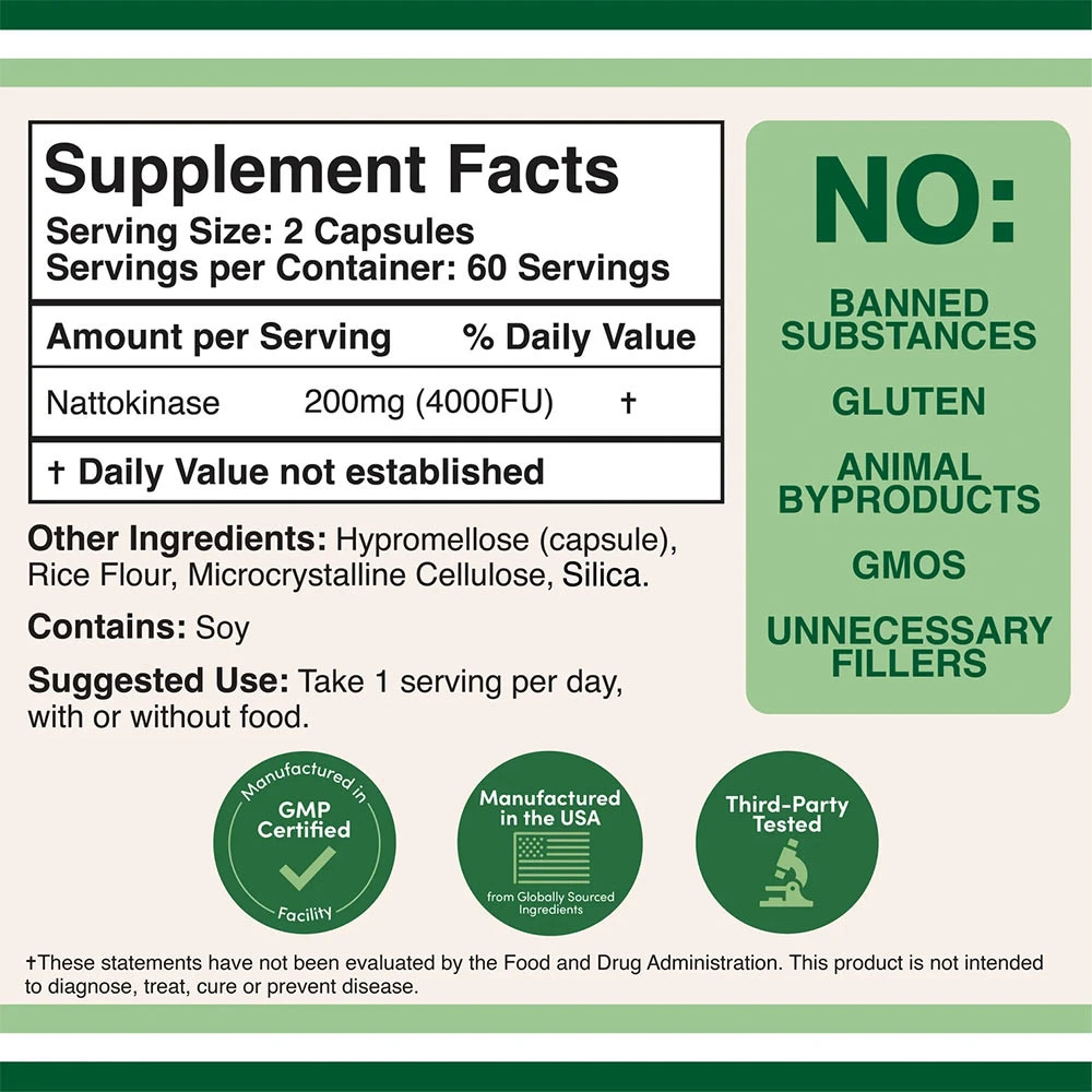 Double Wood Supplements - Nattokináz (120 kapszula) - Image 2