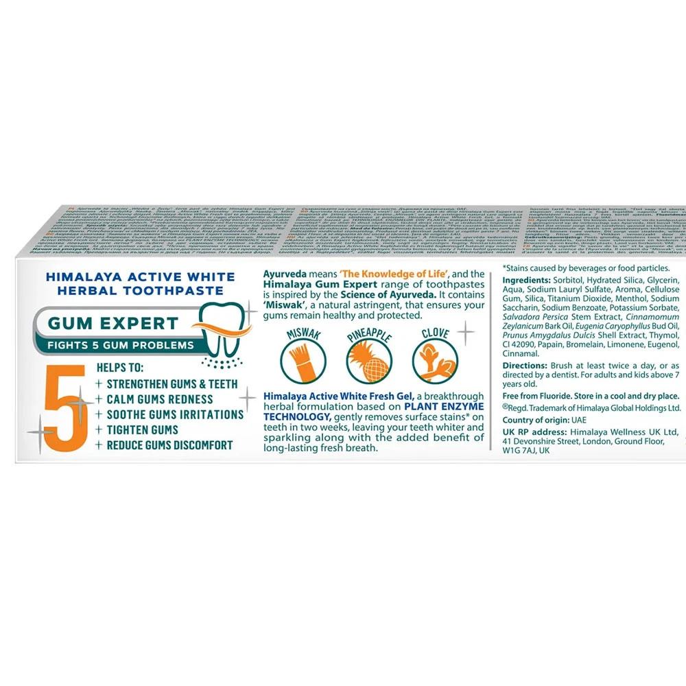 aktív fehér gyógynövényes fogkrém - friss gél - 75 ml. - Image 6