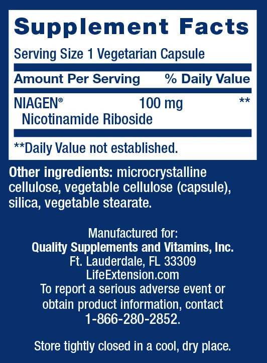 Life Extension - NAD+ Sejtregeneráló 100 mg (30 kapszula) - Image 2