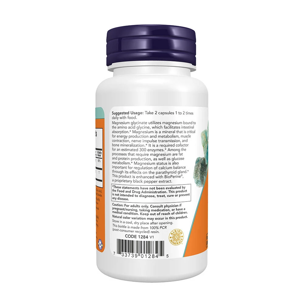 NOW Foods - Magnézium-glicinát BioPerine®-nal (60 kapszula) - Image 3