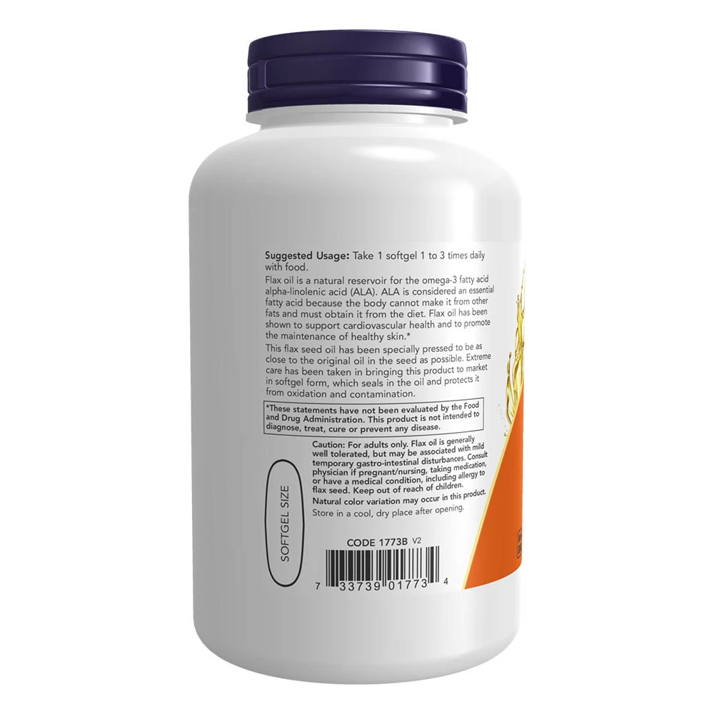 NOW Foods - Lenmagolaj 1000 mg vegán formula (120 növényi alapú lágyzselatin kapszula, fehér-rózsaszín) - Image 3