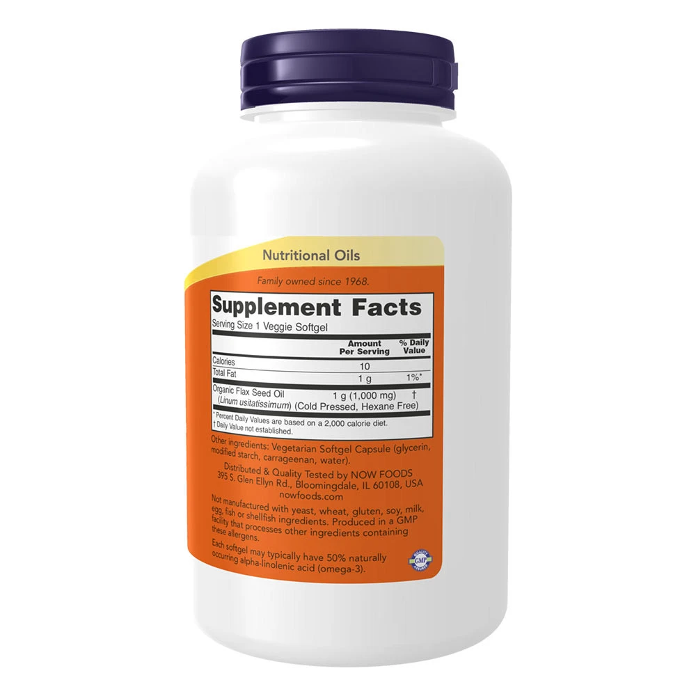 NOW Foods - Lenmagolaj 1000 mg vegán formula (120 növényi alapú lágyzselatin kapszula, fehér-rózsaszín) - Image 4
