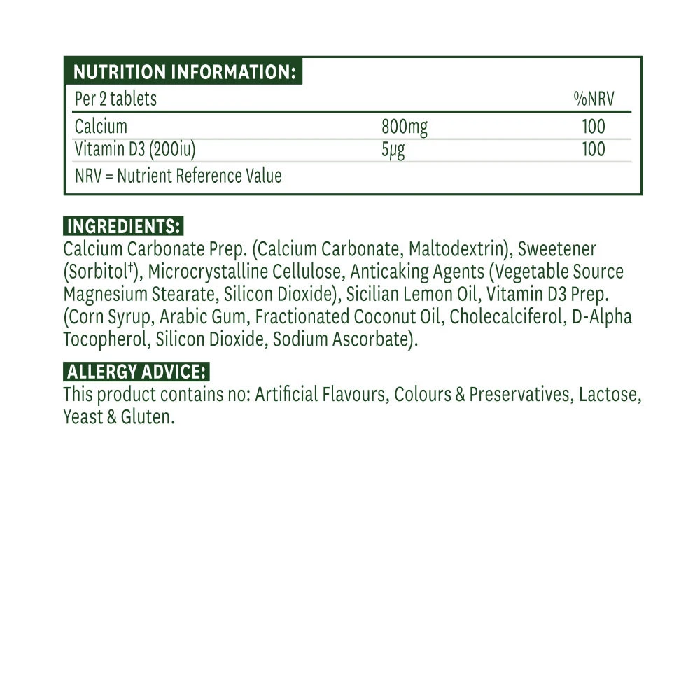 Natures Aid - Rágótablettás kalcium 400 mg + D-vitamin (60 tabletta) - Image 4