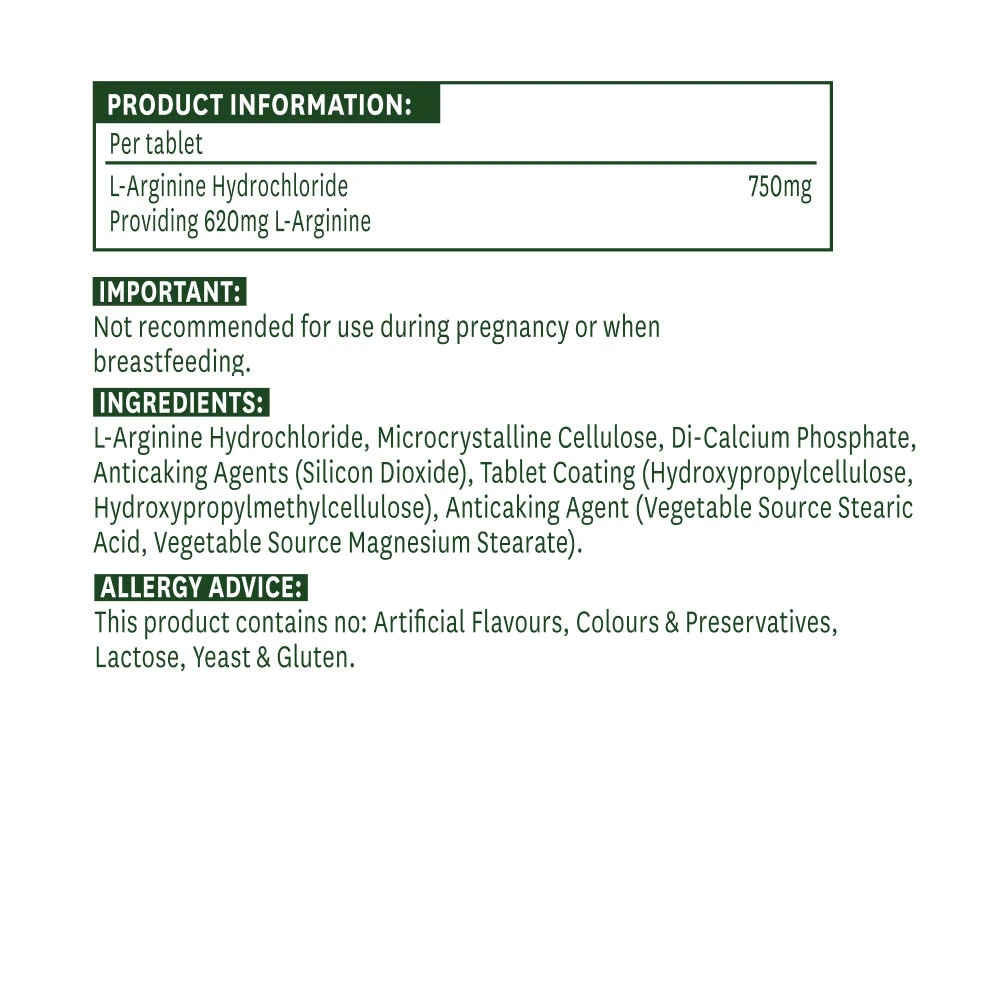 Natures Aid - L-arginin HCl (90 tabletta) - Image 4