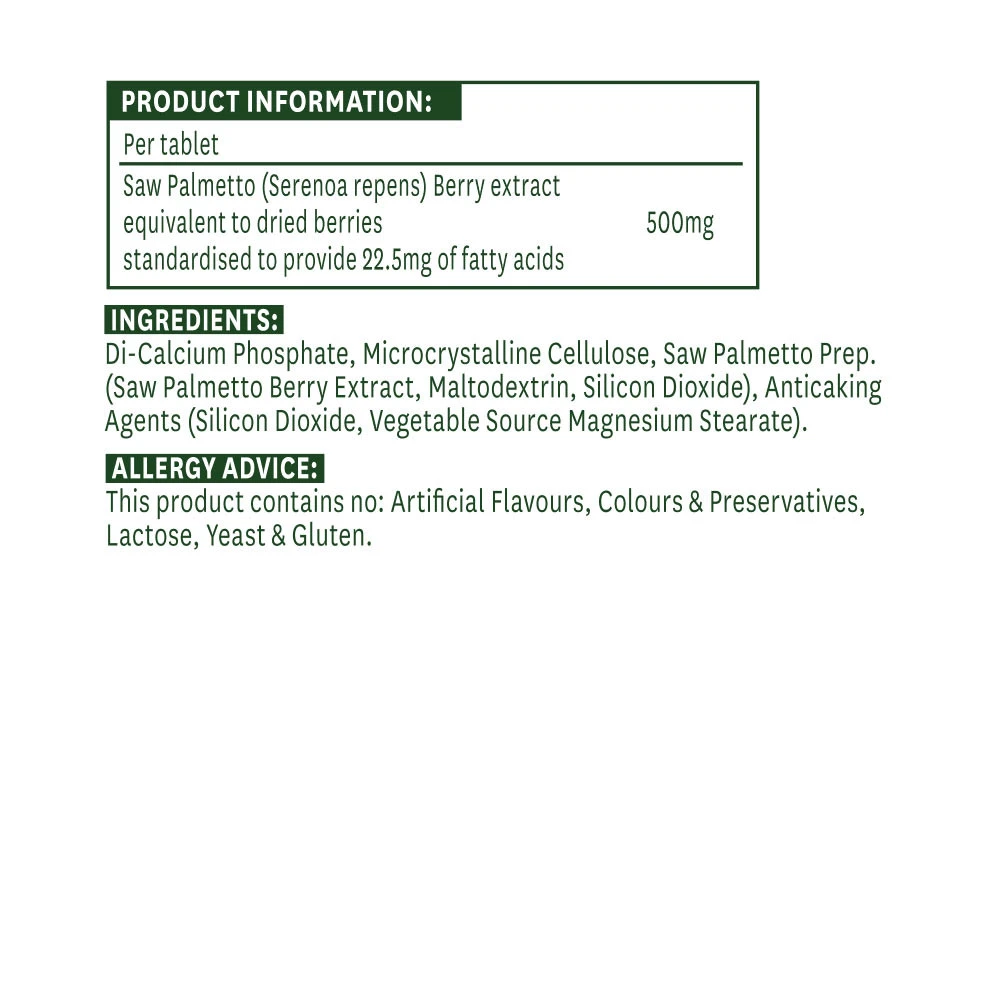 Natures Aid - Natures Aid Szabványosított Fűrészpálma 500 mg (90 tabletta) - Image 5
