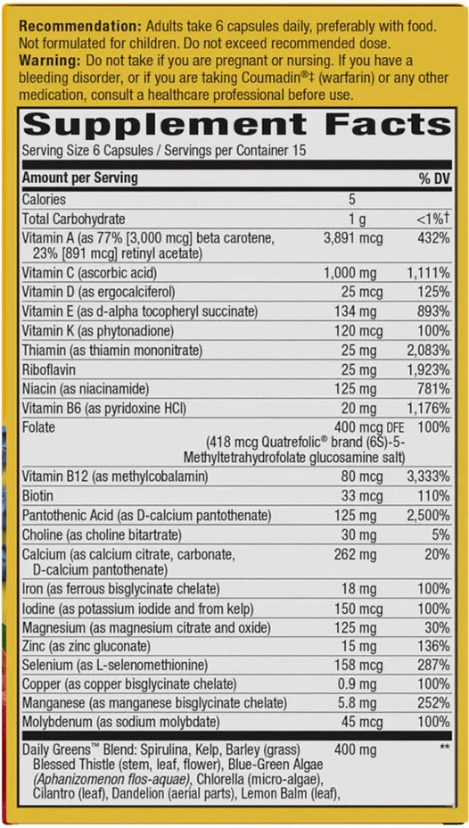 Nature's Way - Alive!® Max6 Maximális Hatékonyságú Napi Multivitamin (90 kapszula) - Image 2