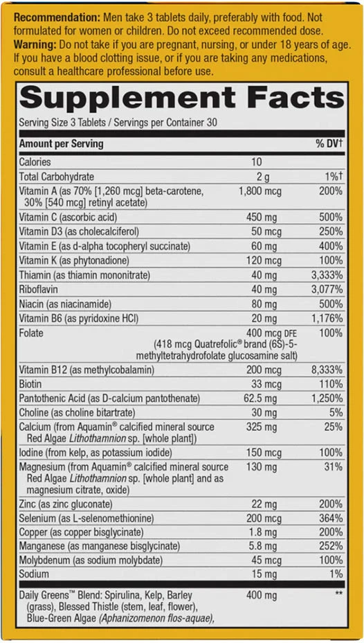Nature's Way - Alive!® Max3 Férfi Multivitamin Napi (90 tabletta) - Image 7