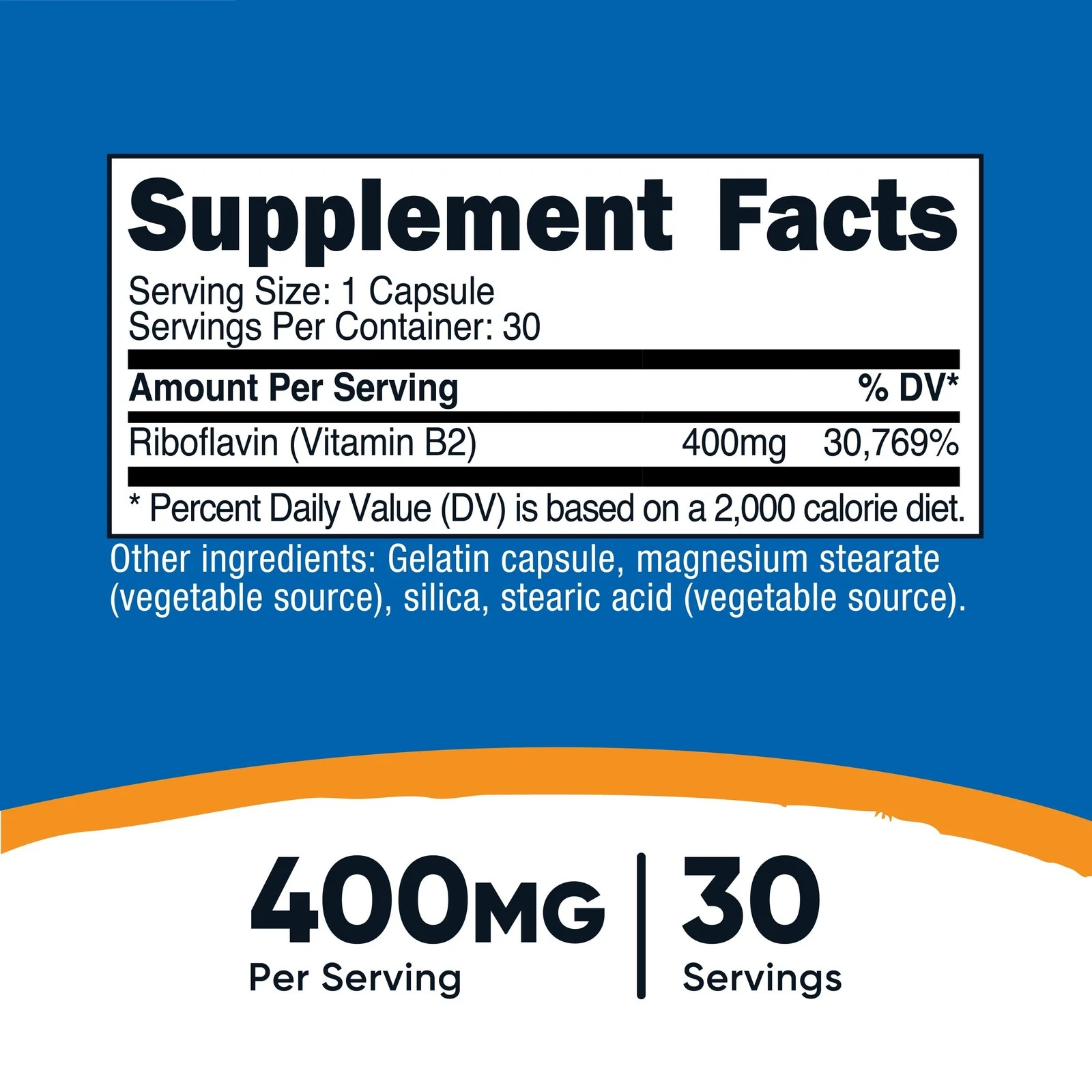 Nutricost - Nutricost B2-vitamin (riboflavin) 400 mg (30 kapszula) - Image 5
