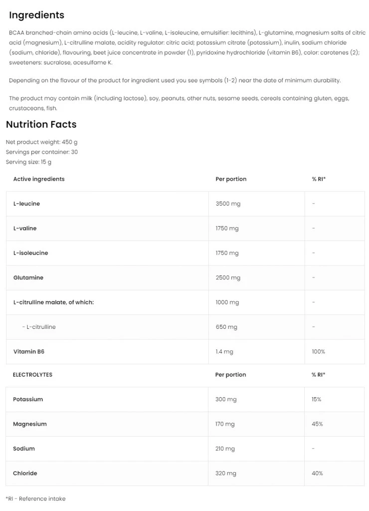 OstroVit - OstroVit BCAA Advanced (450 g, görögdinnye) - Image 7
