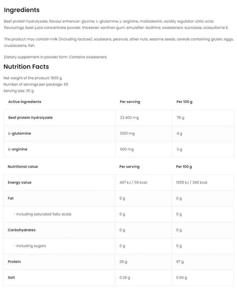 OstroVit Marhahúsfehérje (1800 g, Vanília) - Image 4