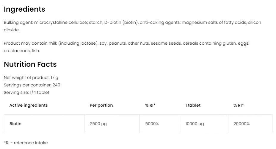 OstroVit Biotin 10 000 Max (60 tabletta) - Image 2