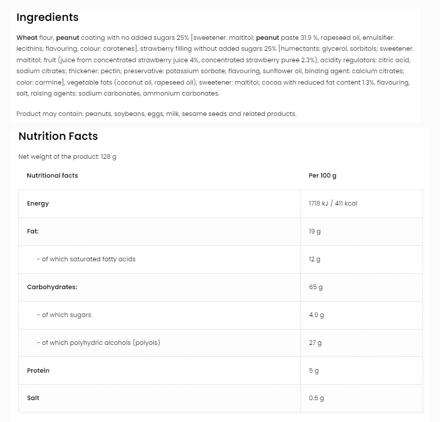 Ostrovit - Ostrovit kakaós keksz eper töltelékkel és földimogyoró bevonattal (128 g) - Image 3