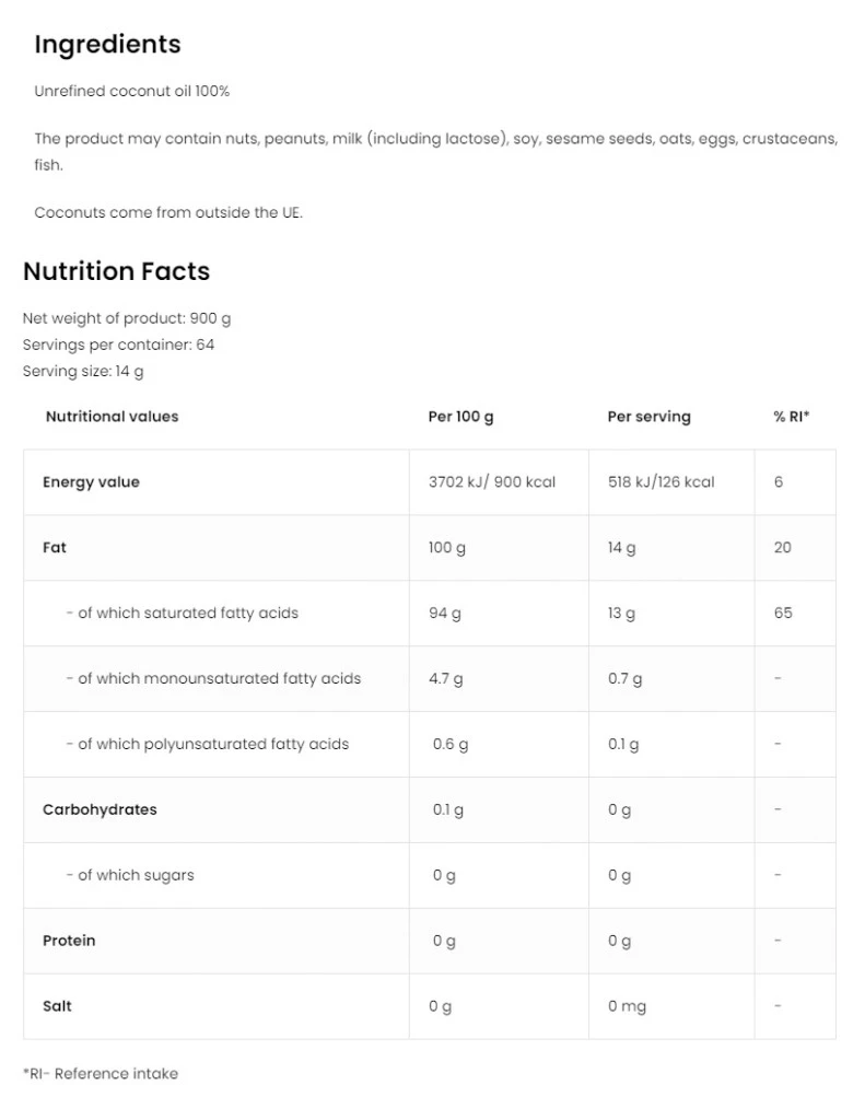 OstroVit Szűz Kókuszolaj (900 g) - Image 2