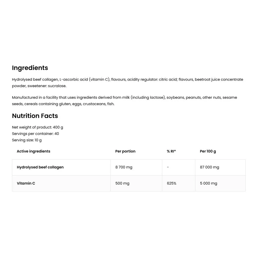 OstroVit - Kollagén + C-vitamin (400 g, málna-limonád mentával) - Image 5