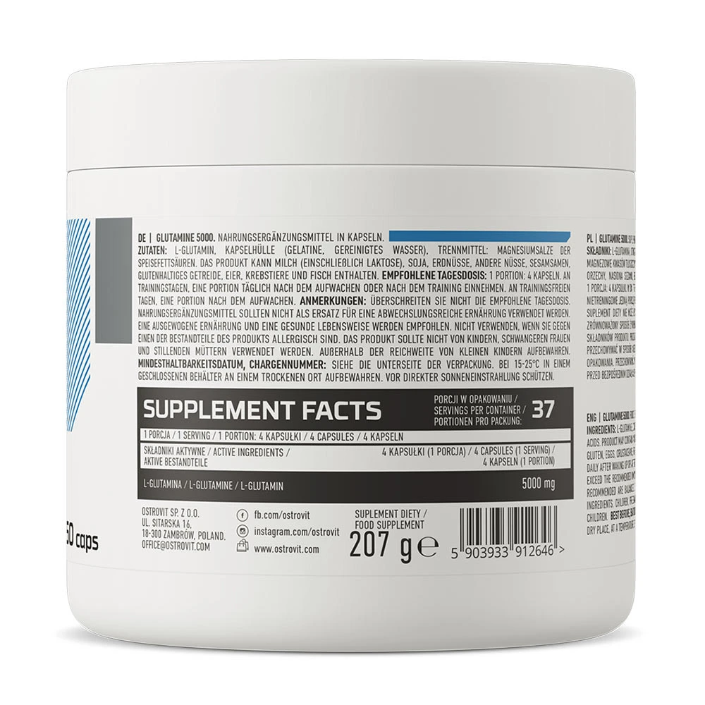 OstroVit Glutamin 5000 mg (150 kapszula) - Image 6