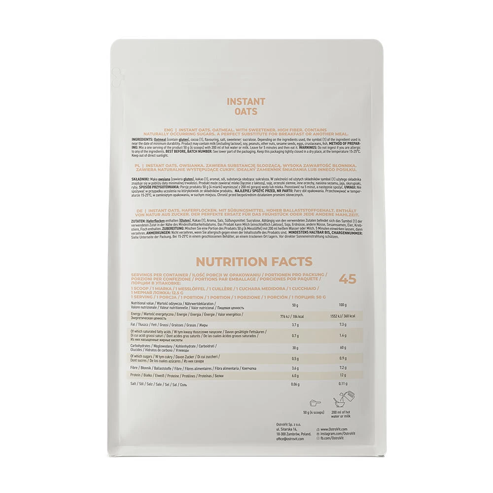 OstroVit - Azonnal Oldódó Zab (800 g, eper ízesítés) - Image 5