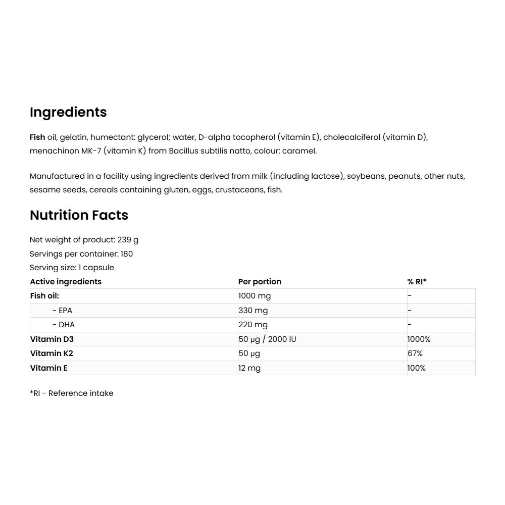 OstroVit Omega 3 D3+K2 (180 kapszula) - Image 2