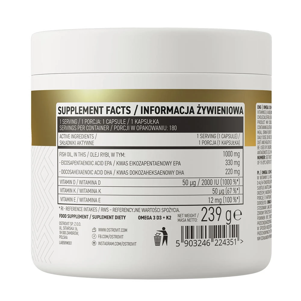 OstroVit Omega 3 D3+K2 (180 kapszula) - Image 7