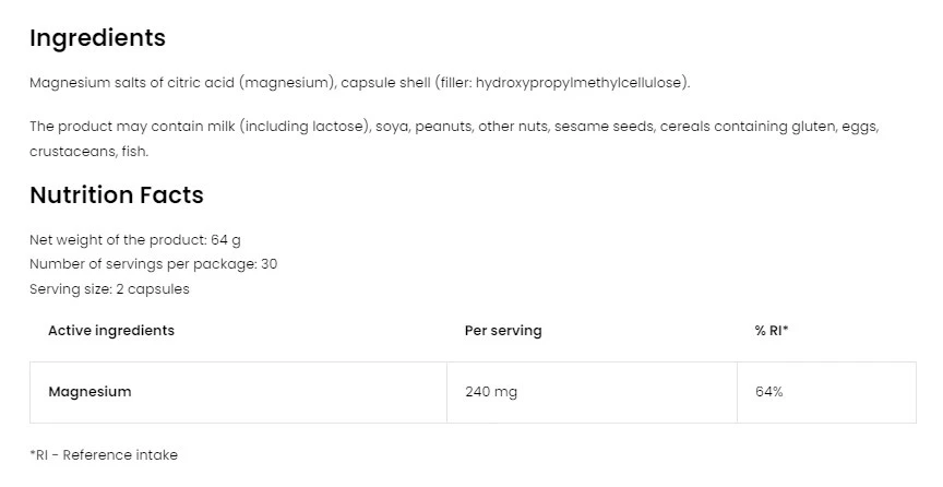 OstroVit Pharma Magnézium-citrát (60 kapszula) - Image 2