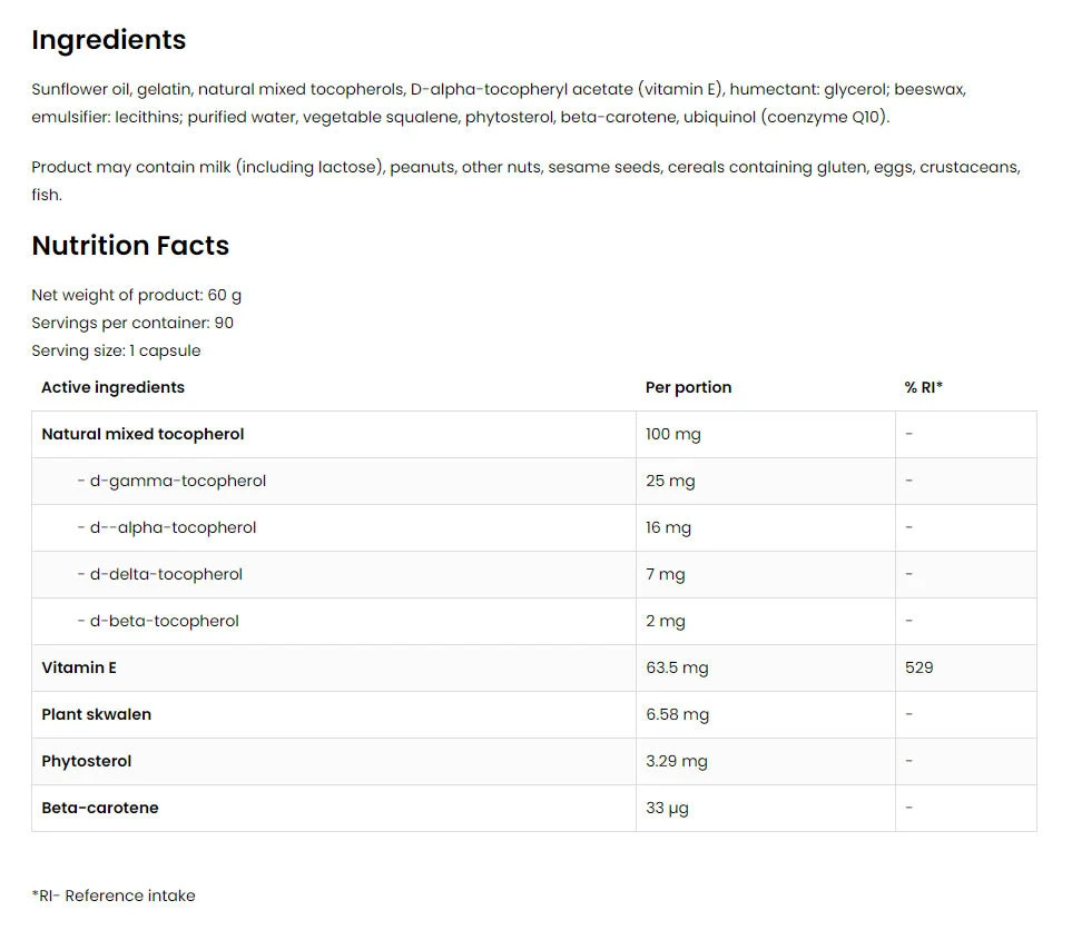 OstroVit - Természetes E-vitamin Tocopherol Komplex (90 kapszula) - Image 3