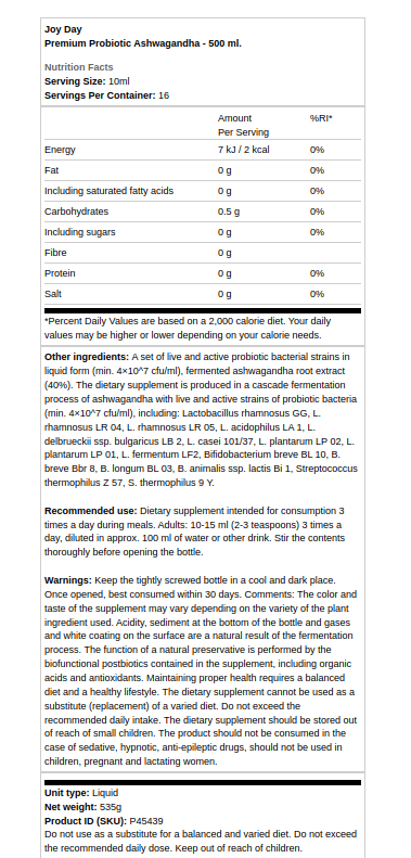 Prémium Probiotikus Ashwagandha - 500 ml - Image 2
