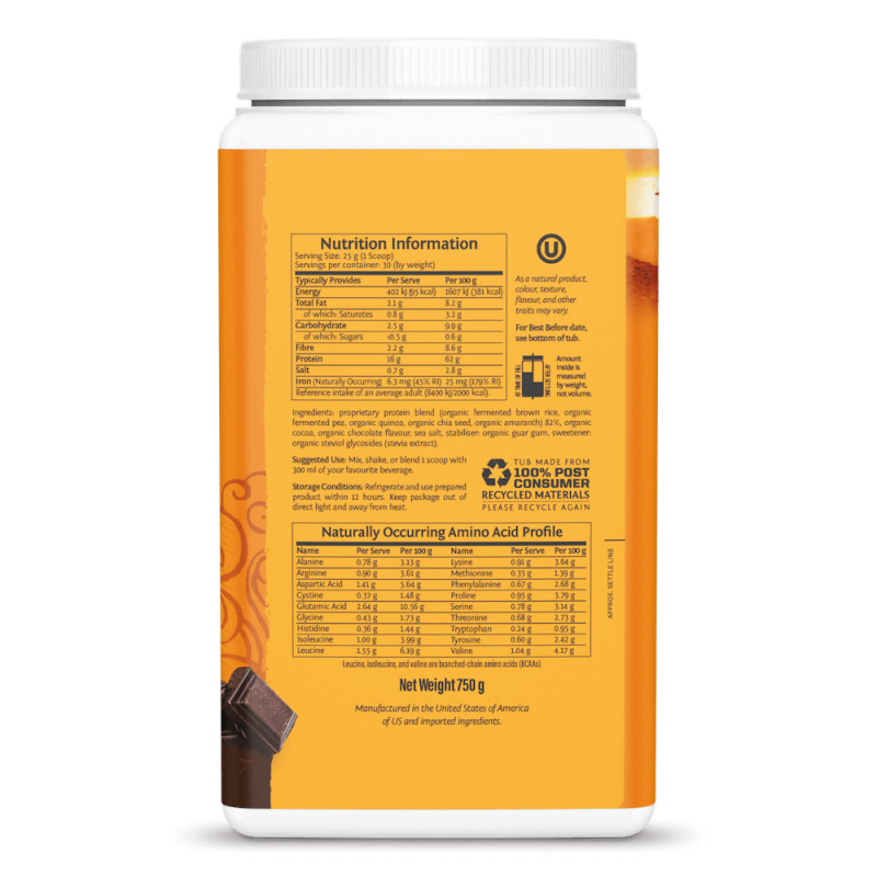 Sunwarrior - Protein Plus Bio Csokoládé Ízű Por, 750 g - Image 3