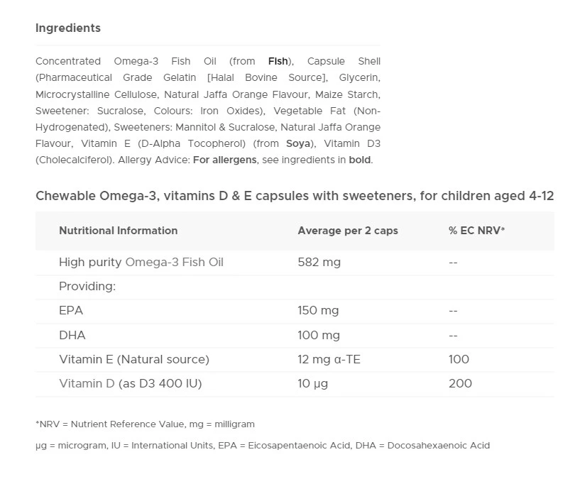 Vitabiotics Wellkid Omega-3 Rágókapszula (60 kapszula, narancs ízű) - Image 4