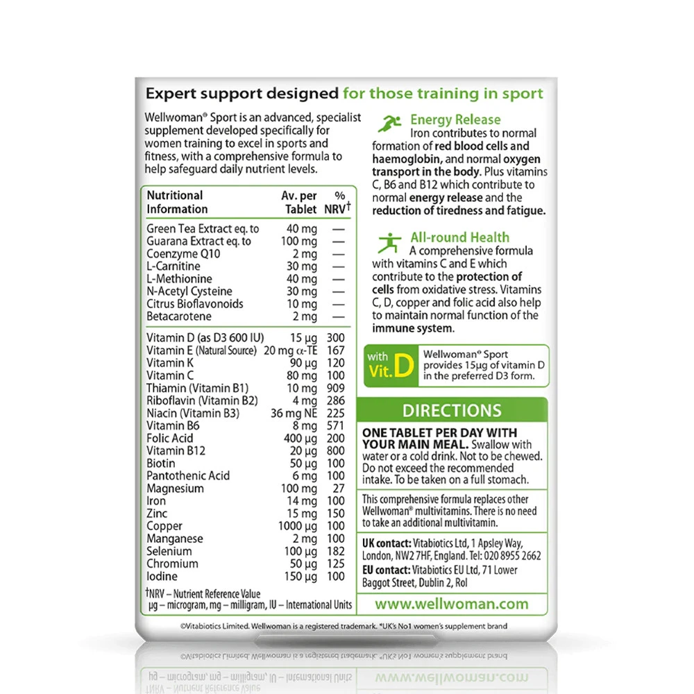 Vitabiotics - Wellwoman Sport táplálékkiegészítő (30 tabletta) - Image 6