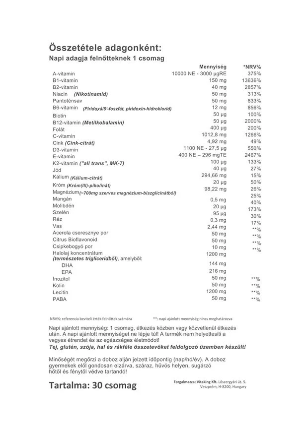 Vitaking - Vitaking 365 Multivitamin Plusz Csomag (30 csomag) - Image 3