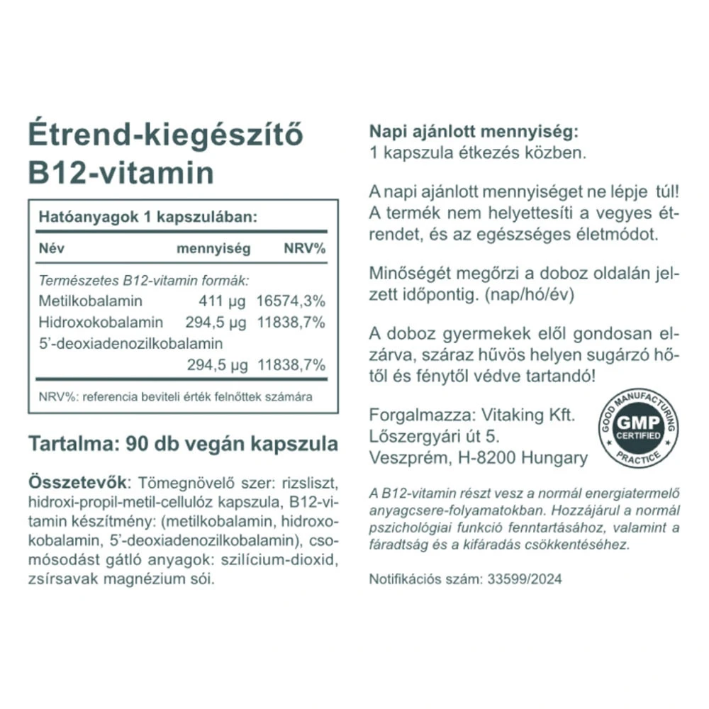 Vitaking - Aktív B12-vitamin 1000 mcg (90 kapszula) - Image 5