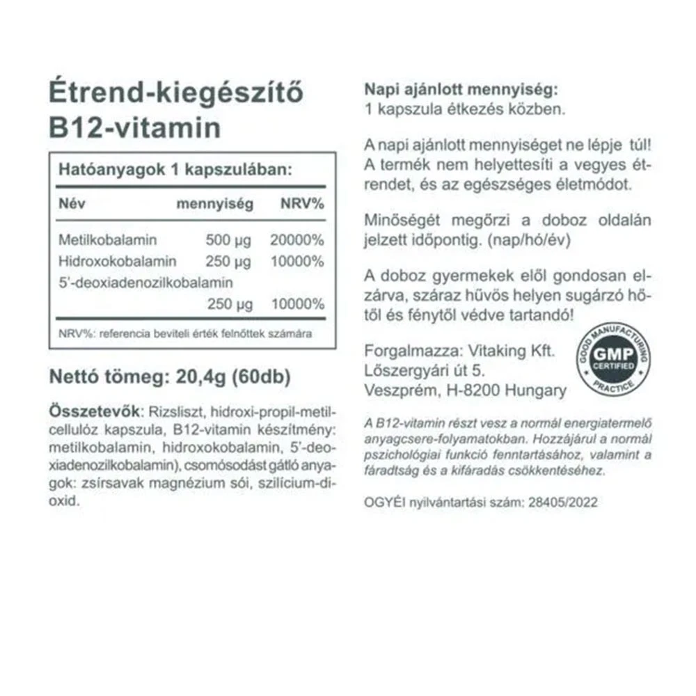 Vitaking - B-12 vitamin vegetáriánus kapszula (60 db) - Image 5