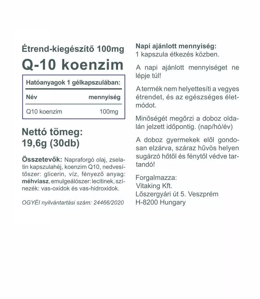 Vitaking - Vitaking Koenzim Q10 100 mg (30 lágyzselatin kapszula) - Image 2