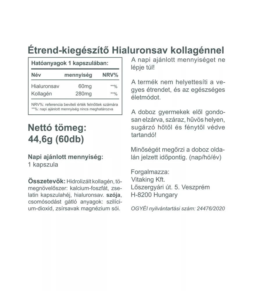 Vitaking - Kollagén + Hialuronsav (60 kapszula) - Image 5