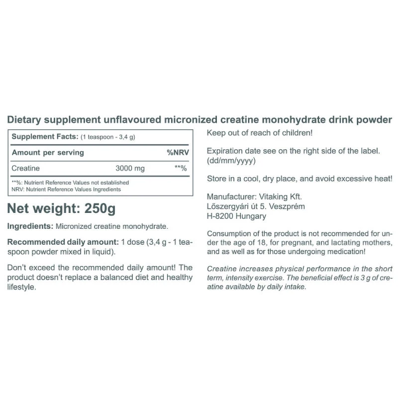 Vitaking - 100% Tiszta Kreatin Por (250 g) - Image 10