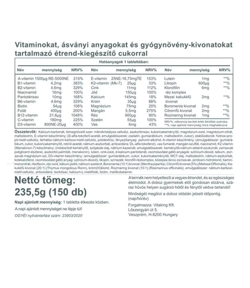 Vitaking - Vitaking Daily One Multivitamin (150 tabletta) - Image 4