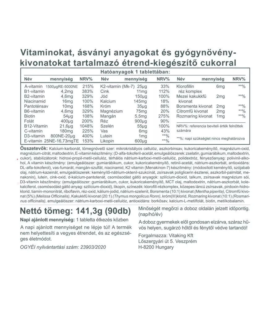 Vitaking - Vitaking Daily One Multivitamin (90 tabletta) - Image 4