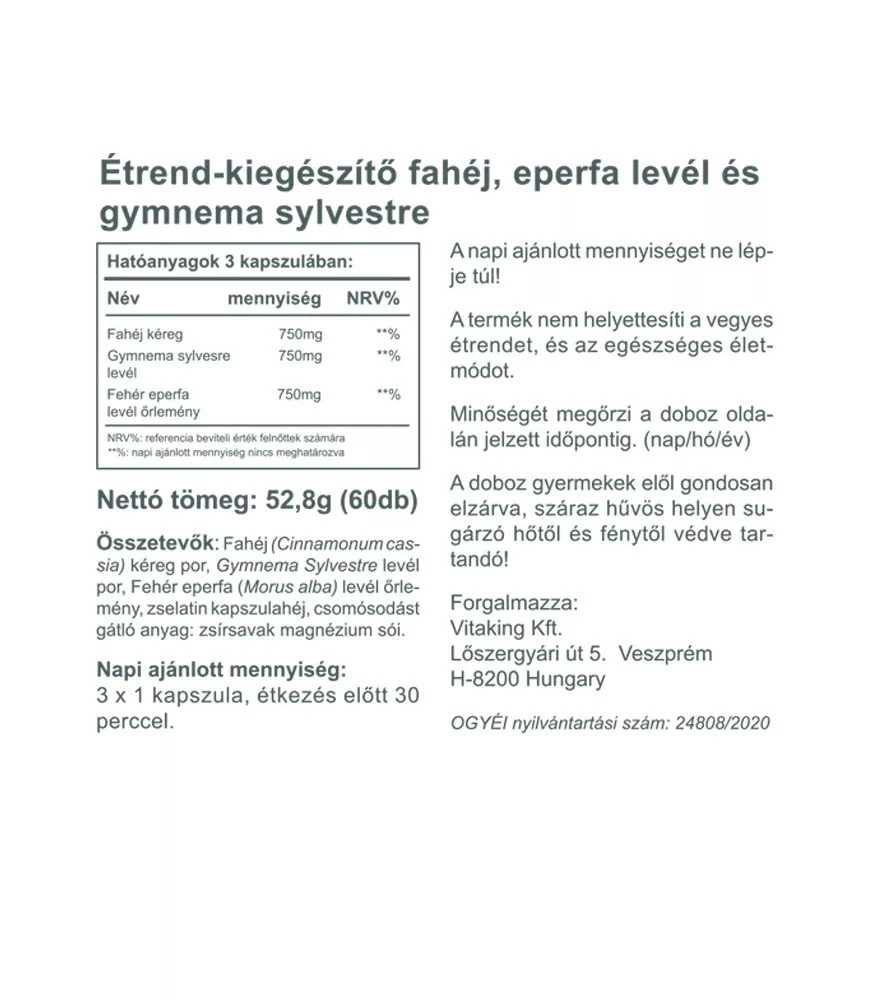Vitaking - Gymnemax málna és fahéj 750 mg (60 kapszula) - Image 5