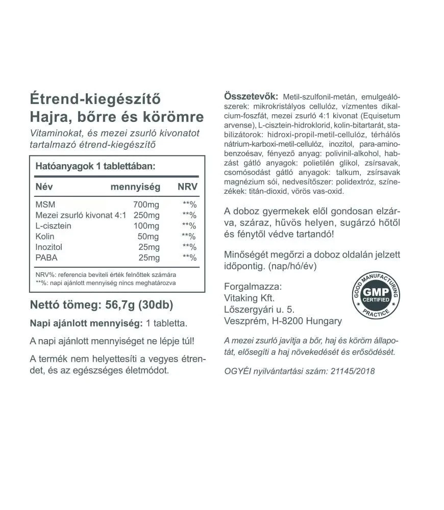 Vitaking - Haj, Bőr & Köröm Vitamin (30 tabletta) - Image 4