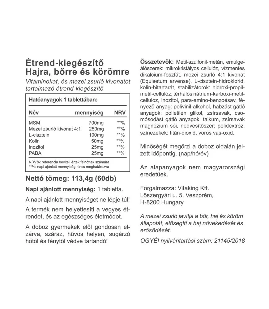 Vitaking - Haj, Bőr & Köröm Vitamin (60 tabletta) - Image 2