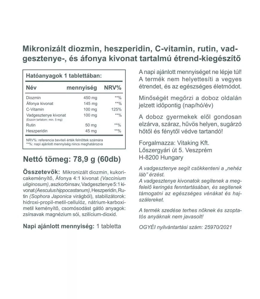 Vitaking - Gesztenyekomplex (60 tabletta) - Image 2