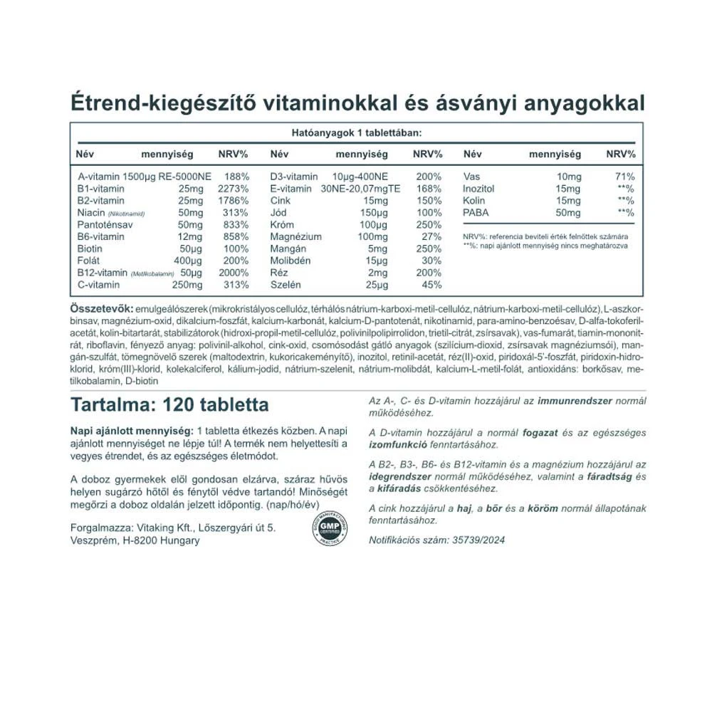 Vitaking - Vitaking Mega-1 Multivitamin (120 tabletta) - Image 6