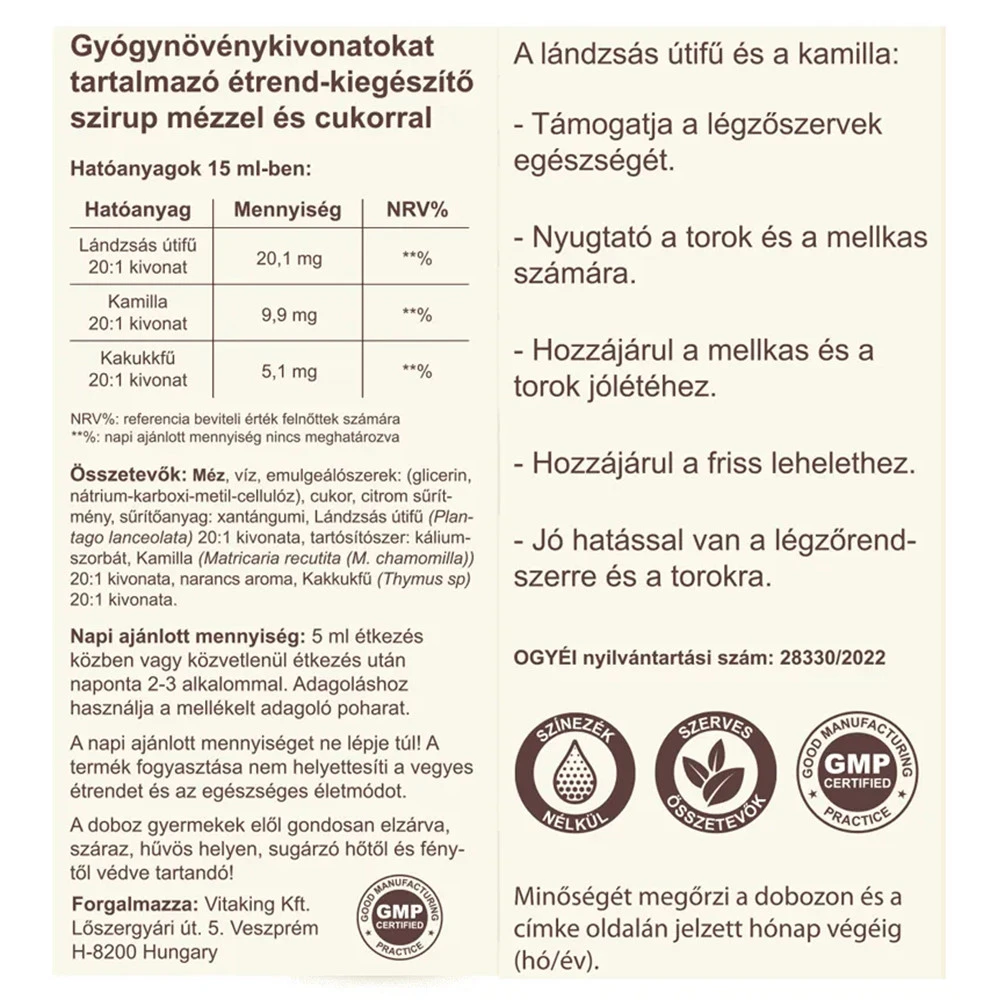 Vitaking - Vitaking Pázsitfű Szirup (150 ml) - Image 4